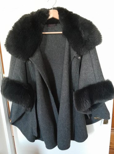 Grey wool blend - coat, faux
