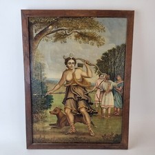 Antique 19th Century Oil On Canvas Mythological Scene Diana The Huntress
