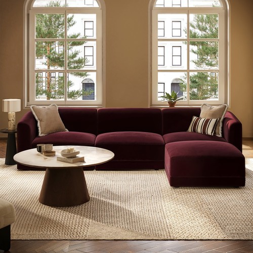 Large burgundy velvet - burgundy, curved