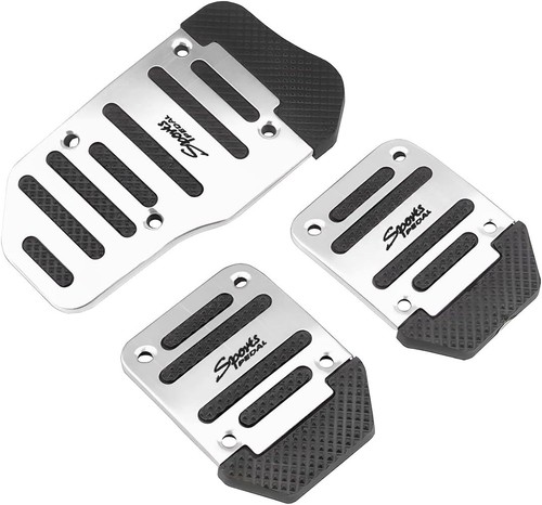 Modern silver car pedal cover - silver,