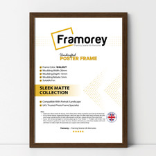 Black Poster Frame Sleek Matte Photo Frame Oak Walnut Silver Gold Narrow 2cm