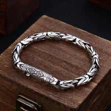 Mens 316L Solid Stainless Steel Vajra Clasp Byzantine Chain Bracelet