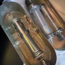 Vintage Everett Syringe set in tin Box Glass Metal Medical Plus Thermometer Case