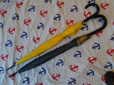 Job lot bundle 2x auto open umbrellas. Yellow Ikea & Grey & Gold Pan Pacific