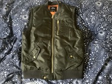 Mens Zara Bomber Gilet   Green   Very Rare Size S  New Without Tags Mex38