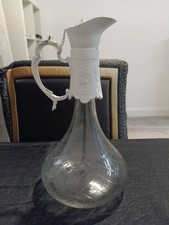 Vintage Glass Jug with Metal Holder Top Lid 28cm/15cm Collectable Home Bar