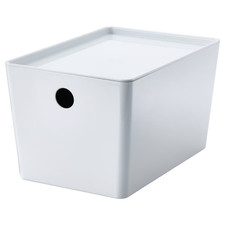 Storage Box - IKEA KUGGIS Stackable Paper Bins with Lids - Plastic Storage Boxes
