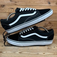 Vans Trainers Mens Size UK 12 Old Skool Black White Suede Canvas Skater Shoes