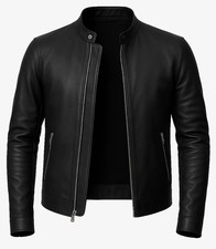 Black Leather Moto Jacket with