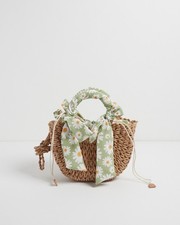 Oliver Bonas Daisy Print Round Green Crossbody Bag New