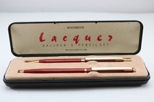 Vintage WHSmith Lacquered Red Ballpoint & Mechanical Pencil, GT (Cased)