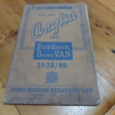 Original Spare Parts List for the Anglia and Fordson 5 cwt Van 1939/48