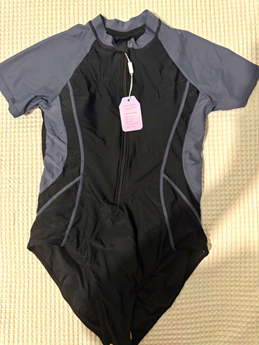 Women black grey zip front - black/grey, zip-front