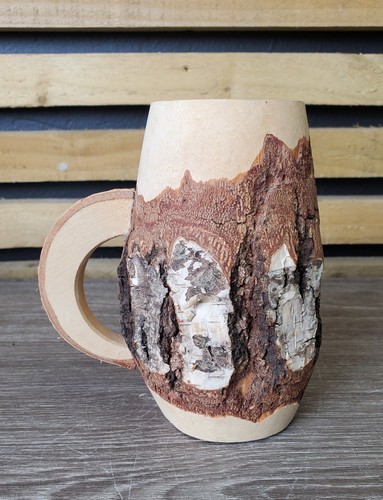Birch turned beer mug - birch,