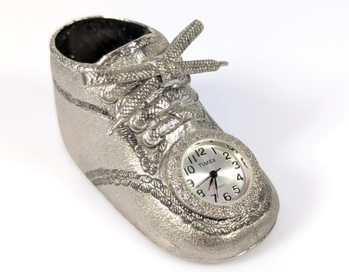 Vtg timex pewter infant shoe - timex,