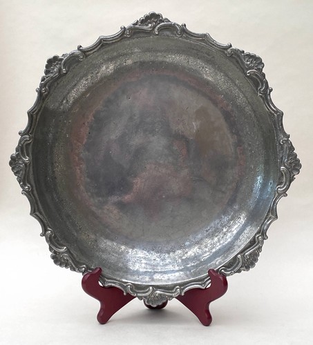 Antique pewter plate large - antique,