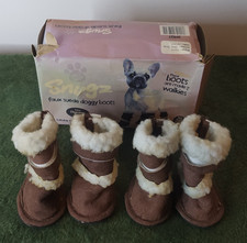 🐾 Snugz Faux Suede Doggy Boots – Chocolate Drop – Small Dog Winter Boots