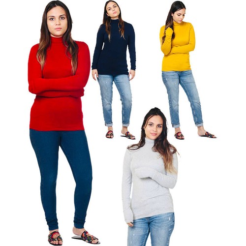 Womens ladies high neck - womens, tops