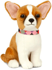 LIVING NATURE  Toy Dog CHIHUAHUA - AN513 23CM Seated White & Brown with Collar