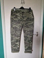 Italian DKK Army camouflage drawstring stretch jegging style trouser size 12-14 