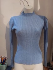 Shein. Blue Skinny Rib Jumper