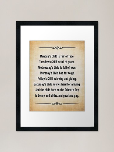 Mondays child traditional - mondays, poem