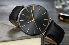 Luxury New Ultra Thin Slim Leather Fashion Men Quartz Wrist Watch - Gift Present