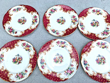 Set of 6 Paragon Rockingham RED Bird Tea  Plates
