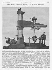 1909 Antique Engineering Print - 9ft Radial Drilling, Boring and Tapping Machine