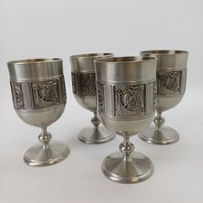 4x Vintage Pewter Goblets