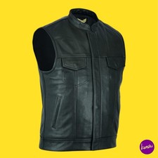 LEATHERICK Men's Anarchy Cowhide Leather Waistcoat, Black, UK XL | EU 58