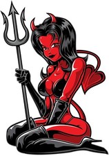 DEVIL RED GIRL STICKER DECAL STICKER TOOL BOX STICKER BUMPER STICKER