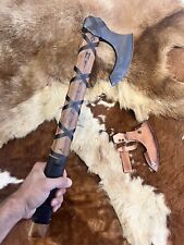 Viking Runic Hand Carved  High Carbon Steel Axe  Wood Chopping Or Display Runes