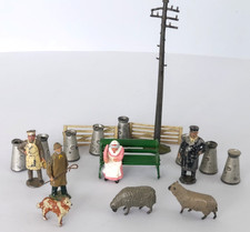 O Gauge BRITAIN'S / JOHILLCO Lead Metal Figures / Bench Seat / Churns - Job Lot