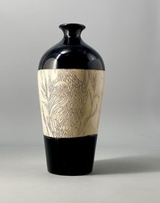 Cobridge Stoneware Andrew Hull Sgraffito Trial Vase 24cm Tall c2002