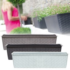 Rectangle Rattan Plastic Balcony Flower Plant Garden Herb Planter Decor Pots Set