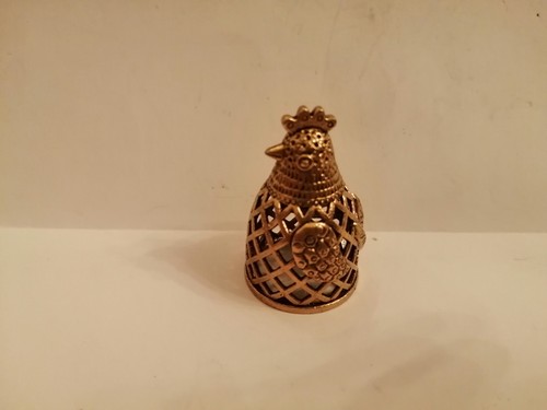 Thimble chicken cockerel - chicken, brass