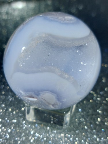 Blue lace agate druzy sphere - blue,