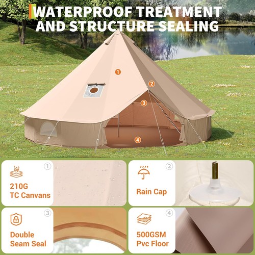 Canvas bell tent 8ft - bell, 3m/9.8ft