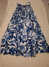H&m blue & white floral midi