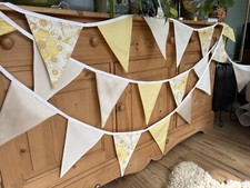 10m fabric bunting (£1.60m) Yellow bunting, vintage bunting, retro bunting, 