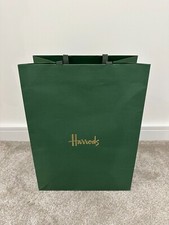 Harrods Dark Green Paper Gift Bag - Medium Luxury Shopping Tote (42 x 32 x 20cm)