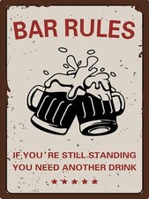 BAR RULES Signs Metal Plaque
