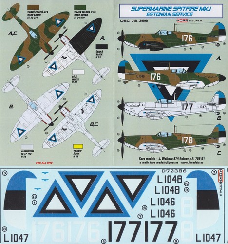 Kora decals spitfire mk - decals, 1/72