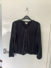 Adini Cotton Mix Velvet Look Short Jacket. M. Green/ Grey.