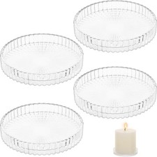 4 Pcs Candle Plates Glass, 9cm
