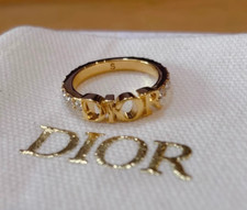 Christian/ Dior-Letter Hollowed-out ring set with crystal ring