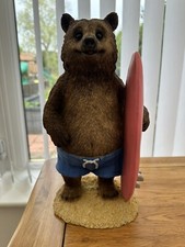 Beach Bear Surfboard Figurine