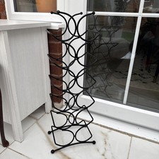 Black Slim 12 Bottles Wine Rack - H 68 X Base L 26 X D 16cm