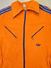 Adidas Vintage 70s Schwahn Tracksuit Top Jacket Orange / Blue  small W. Germany 